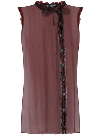 Pre-owned Dolce & Gabbana 2000s Sheer Sleeveless Top In Red