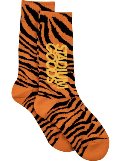 Stadium Goods Tiger-pattern Socks In Orange