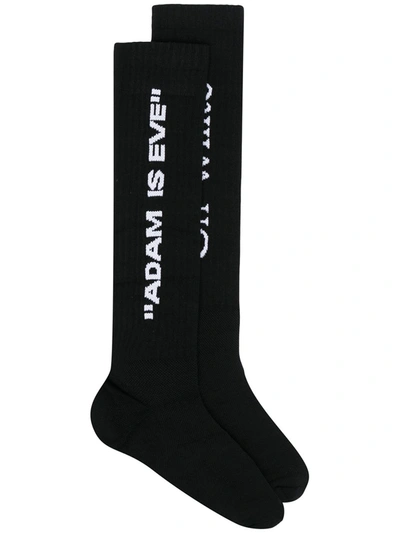 Off-white Adam Is Eve Logo Crew Socks In Black