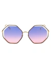Chloé Poppy Geometric-frame Sunglasses In Gold