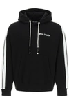 PALM ANGELS HOODED SWEATSHIRT WITH LOGO AND BANDS,PMBB058S21FLE009 1001