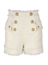 BALMAIN HIGH-WAISTED TWEED SHORTS,VF0PA020X479 0KA