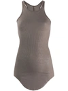 RICK OWENS VISCOSE AND SILK GREYTANK TOP,11775605