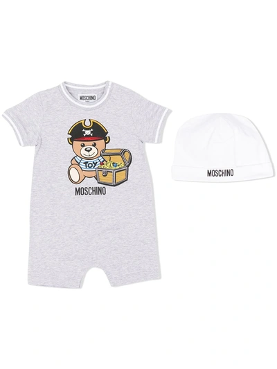 Moschino Babies' Teddy-bear Print Pyjama In 灰色
