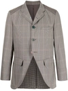 UNDERCOVER OPEN-FRONT CHECKED BLAZER