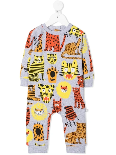 Stella Mccartney Babies' Wild Cats Print Romper In 灰色