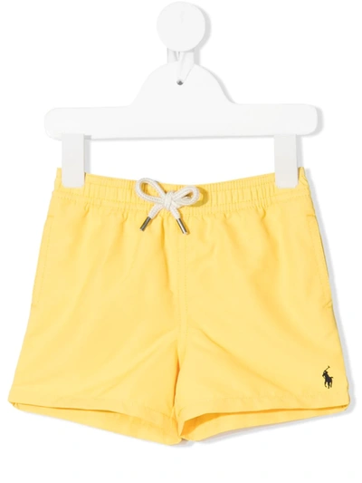 Ralph Lauren Babies' Embroidered-logo Shorts In 黄色