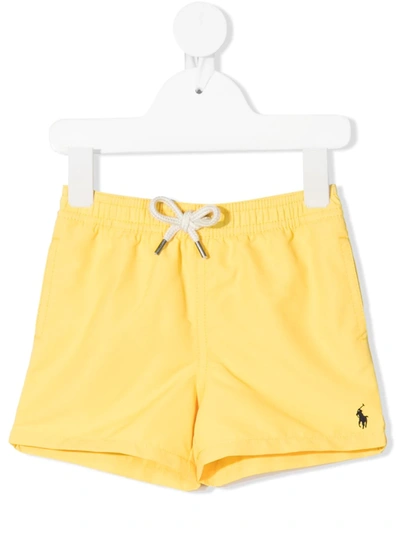 Polo Ralph Lauren Babies' Embroidered-logo Shorts In 黄色