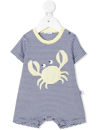 Il Gufo Babies' Striped Crab Romper In Blue