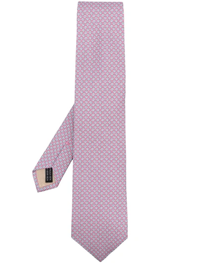 Ferragamo Hedgehogs-print Silk Tie In Pink