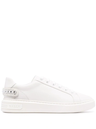 Bally Malya Stud-embellished Leather Sneakers In White