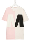 Marni Teen Colour-block Cotton T-shirt In Neutrals