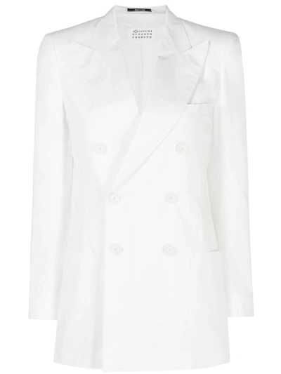 Maison Margiela Double-breasted Tailored Blazer In White