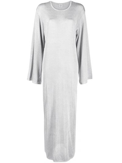 toteme metallic dress Totême Metallic Jersey Maxi Dress In Silver