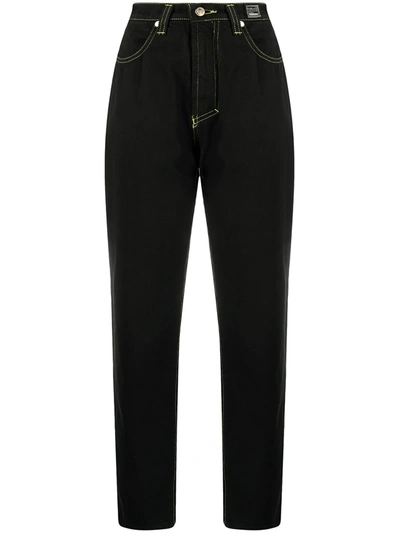 Pre-owned Versace 1980s High-waisted Cropped Jeans In Black