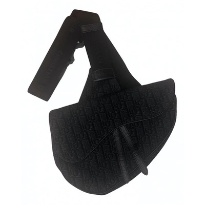 Pre-owned Dior Saddle  Oblique Black Cloth Bag