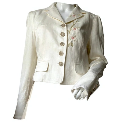 Pre-owned Kenzo Linen Jacket In White
