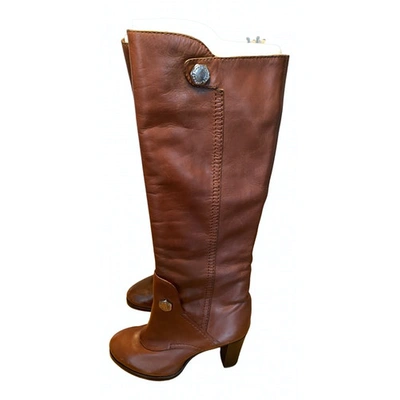Pre-owned Marc By Marc Jacobs Leather Riding Boots In Brown