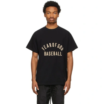 Fear Of God Baseball Cotton Jersey T-shirt In Black,beige