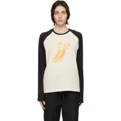 We11 Done Off-white & Black Monster Long Sleeve T-shirt In Neutrals