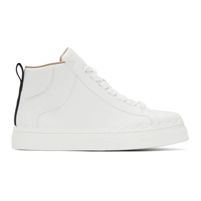 Chloé Lauren Scalloped Leather High-top Trainers In White