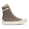 RICK OWENS DRKSHDW GREY LICENCE PLATE HIGH SNEAKERS