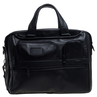 Pre-owned Tumi Black Leather Expandable Organizer Computer Briefcase