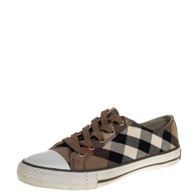 Pre-owned Burberry Brown Novacheck Canvas Lace Up Sneakers Size 39