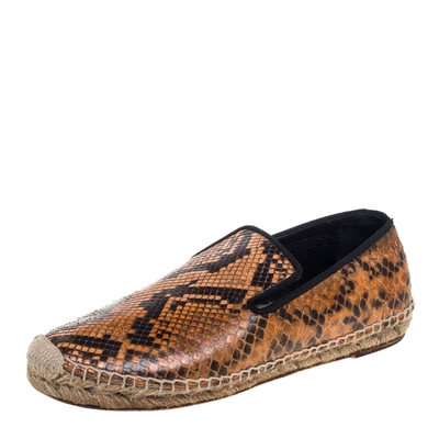 Pre-owned Celine Two Tone Python Leather Flat Espadrilles Size 37 In Orange