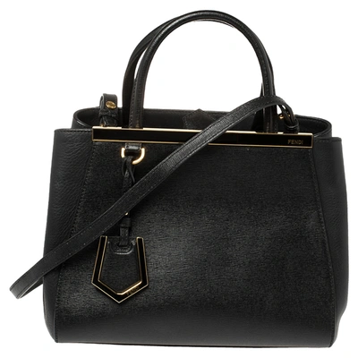 Pre-owned Fendi Black Leather Mini 2jours Tote