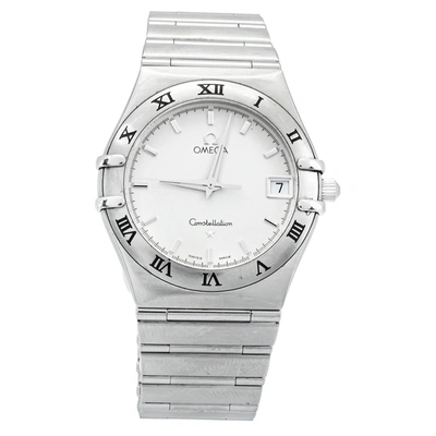 Pre-owned Omega White Stainless Steel Constellation 396.1201 Women's Wristwatch 33mm