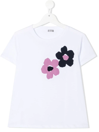 Il Gufo Kids' Floral-appliqué Cotton T-shirt In White