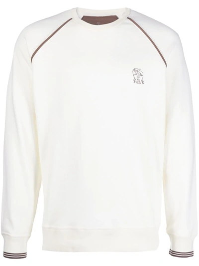 Brunello Cucinelli Embroidered-logo Sweatshirt In Nude