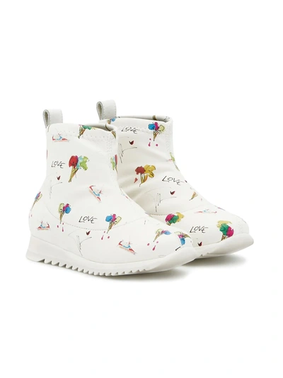 Giuseppe Junior Babies' Graphic-print Ankle Boots In White