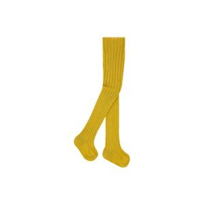 Condor Basic Ribbed Tights Curry In Yellow