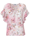 MSGM MSGM FLORAL PRINTED RUFFLE SLEEVE BLOUSE