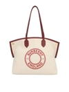 BURBERRY MEDIUM TOTE SOCIETY BAG IN WHITE AND BURGUNDY