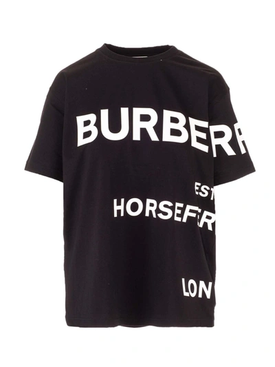Burberry 黑色“horseferry”大廓形 T 恤 In Black
