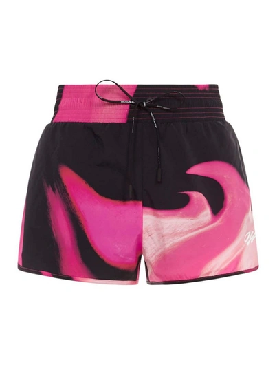 Off-white Off White Abstract-print Logo Shorts In Black