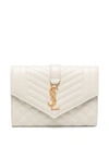Saint Laurent Small Monogram Envelope Wallet In Neutrals
