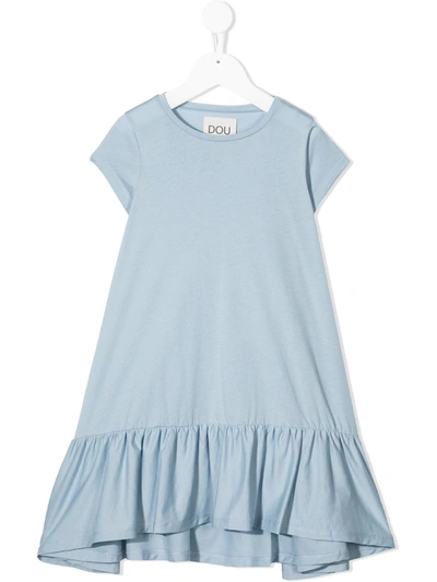 Douuod Kids' Peplum Hem Cotton Dress In Blue