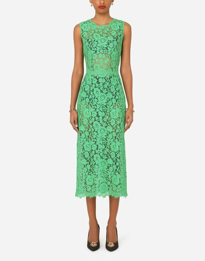 Dolce & Gabbana Calf-length Cordonetto Lace Dress In Green