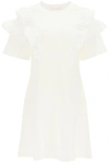 SEE BY CHLOÉ JERSEY SHORT DRESS WITH RUFFLES,CHS21UJR13082 101