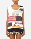 DOLCE & GABBANA PATCHWORK-PRINT JERSEY TANK TOP