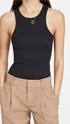 Rag & Bone The Essential Ribbed Stretch-organic Pima Cotton Jersey Tank In Black