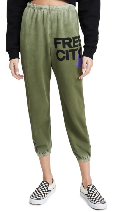 Freecity Lets Go Free City Super Vintage Sweatpants In Green Dirt Sunfade