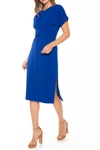 Alexia Admor Crew Neck Waist Tie Midi Dress In Cobalt