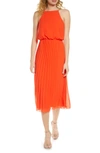 Sam Edelman Pleat Skirt Chiffon Midi Dress In Coral