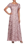 Alex Evenings Plus Size Rosette Gown In Rose