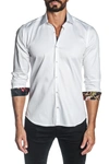 JARED LANG WOVEN TRIM FIT SHIRT,718194864789